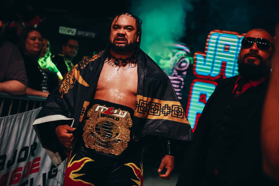 Major League Professional Wrestler Jacob Fatu Heavyweight Champion Wallpaper