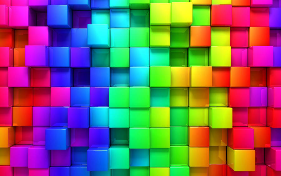 Make A Statement With Our Vibrant And Modern Rainbow Cubes Mural Wallpaper. Wallpaper