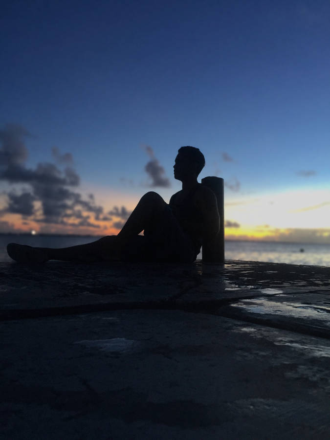 Man On Beach Silhouette Marshall Islands Wallpaper