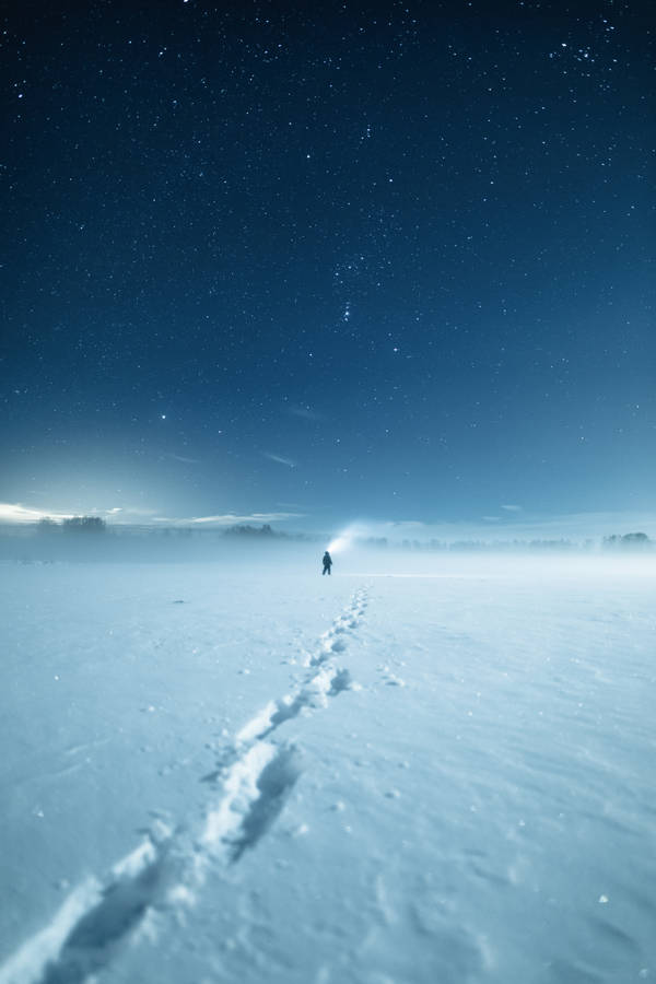 Man Walking In Finland Snow Wallpaper