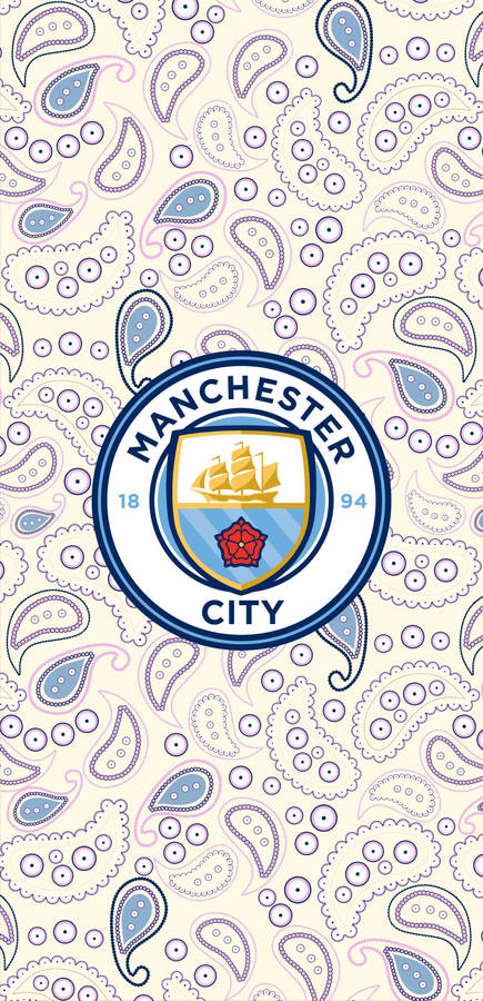 Manchester City Logo On Vibrant Paisley Background Wallpaper