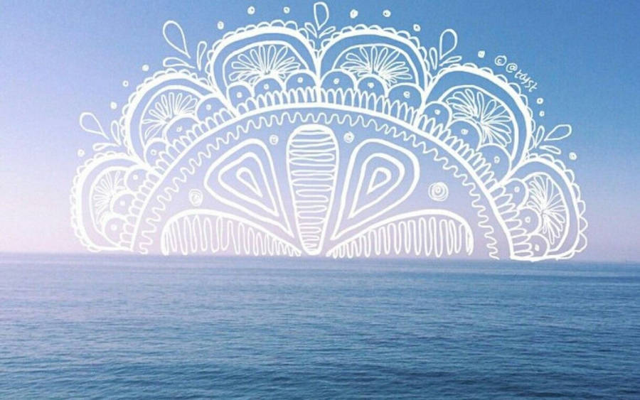 Mandala Doodle On Ocean Wallpaper