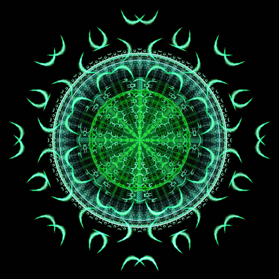Mandala Fractal On Black Background Wallpaper