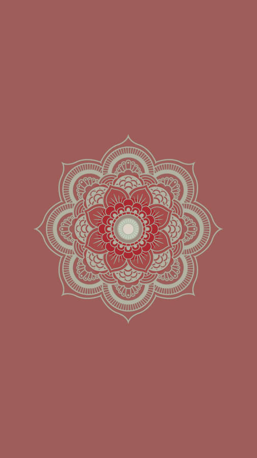 Mandala Minimalist On Maroon Background Wallpaper