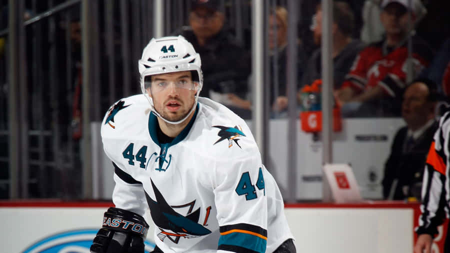 Marc Edouard Vlasic Of The San Jose Sharks In Action Wallpaper