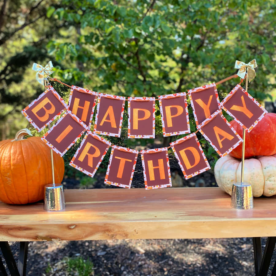 Maroon Fall Birthday Banner Wallpaper