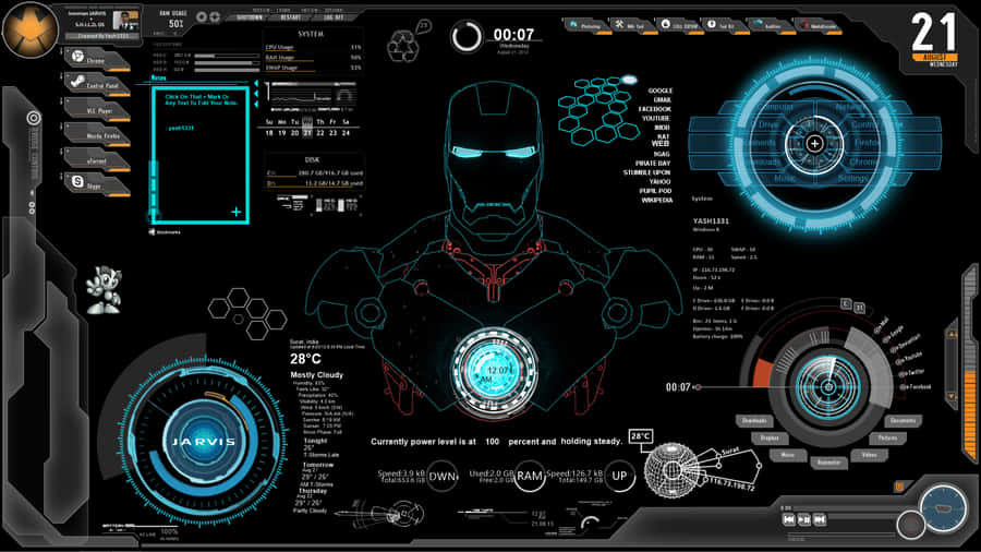Marvel At The Powerful Ai Of Iron Man's Jarvis On Your Desktop Wallpaper