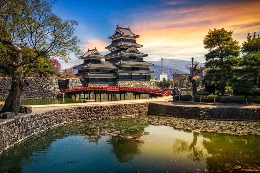 Matsumoto Castle Sunset Reflection Wallpaper