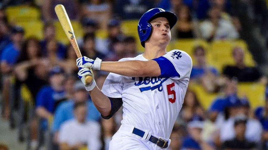 Medium Shot Of Corey Seager Holding Bat Wallpaper