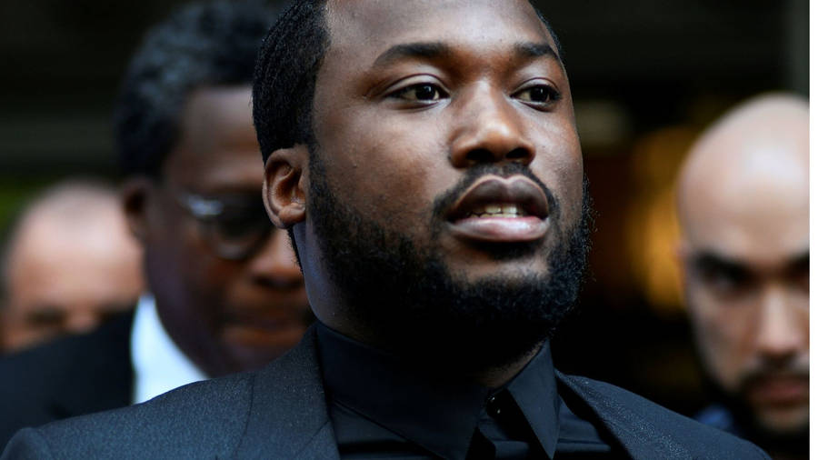 Meek Mill In Black Suit Wallpaper