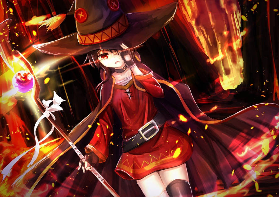 Megumin Fire Rain Wallpaper