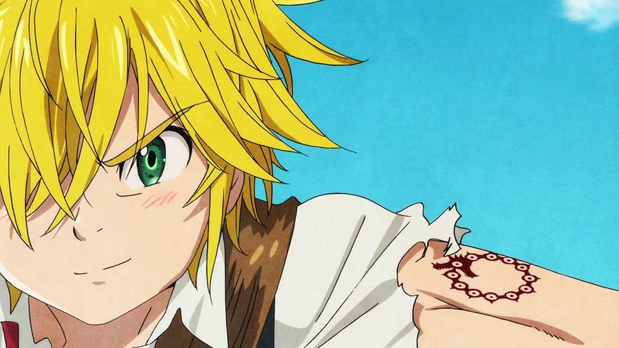 Meliodas And His Iconic Dragon Symbol Wallpaper