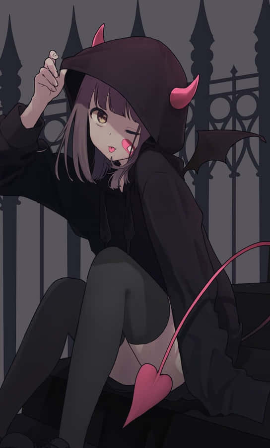 Menhera Chan With Red Eyes And Sailor Outfit In A Dark Theme Wallpaper