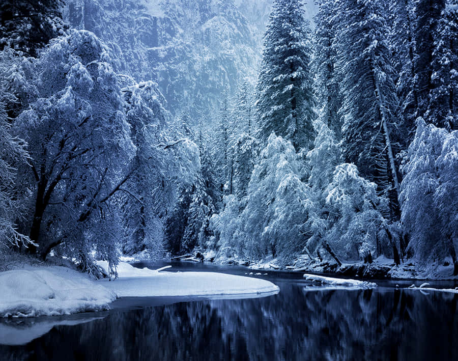 Merced River Yosemite National Park Snow 4k Wallpaper