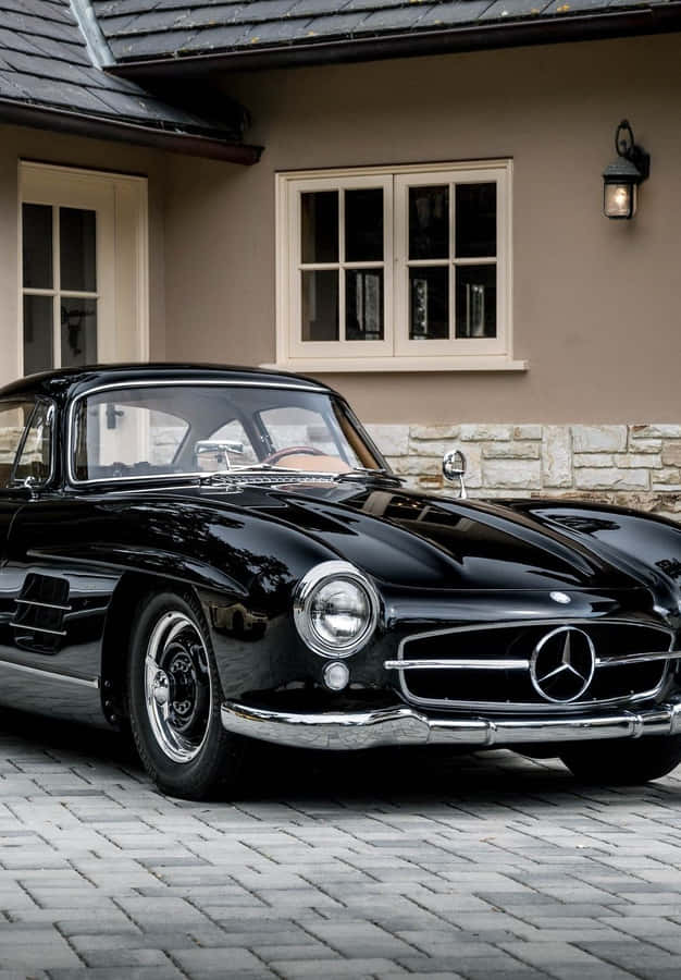 Mercedes Classic Vintage Black Iphone Wallpaper