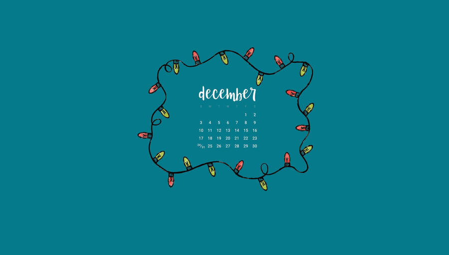 Merry Christmas December Calendar Aesthetic Teal Wallpaper