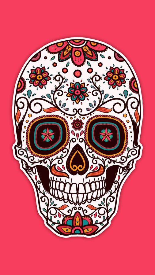 Mexican Colorful Floral Skull Wallpaper