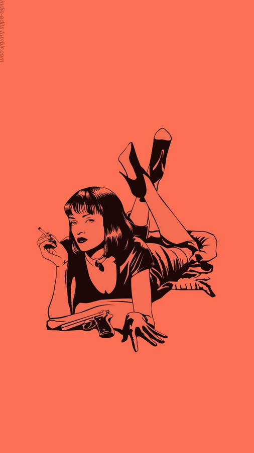 Mia Wallace - Iconic Scene From Pulp Fiction Wallpaper
