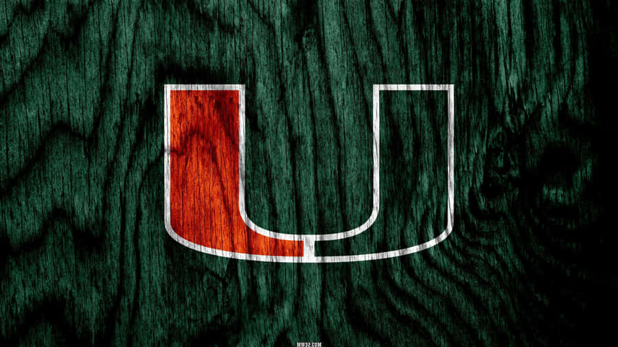 Miami Hurricanes Logo On Wood Wallpaper