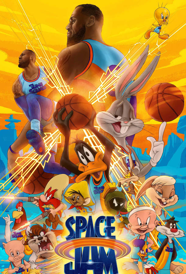 Michael Jordan Is Back In Space Jam 2, Where He Faces Off Against A Swarthy Team Of Intergalactic Foes Wallpaper