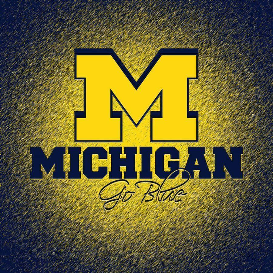 Michigan Wolverines Logo And Colors Displayed Proudly Wallpaper