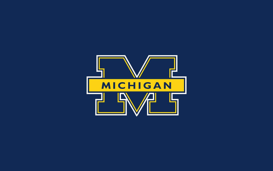 Michigan Wolverines Logo On A Blue Background Wallpaper