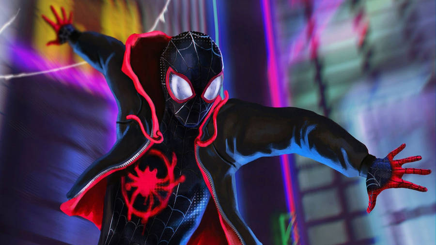 Midair Spider Man Into The Spider Verse Wallpaper