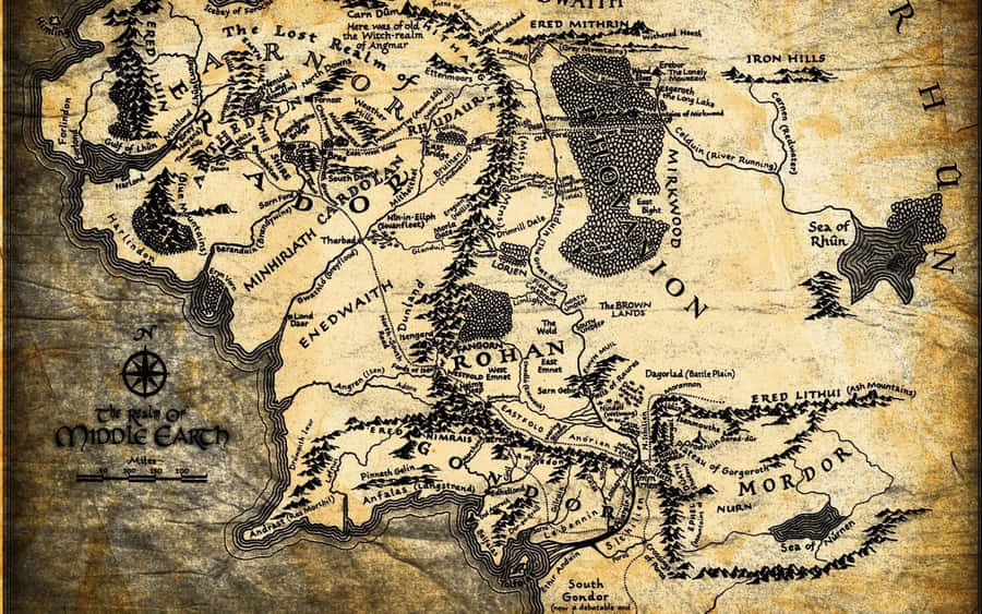 Middle Earth Old Map Wallpaper