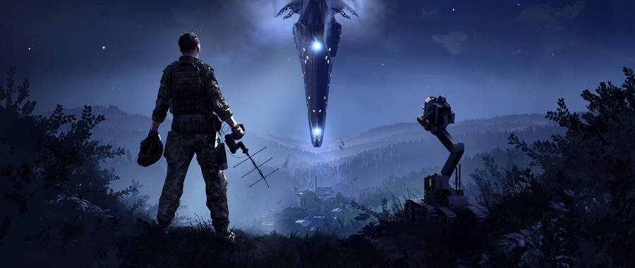 Military Soldiers Fighting Aliens In Arma 3 Wallpaper