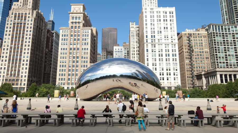 Millennium Park With The Cloud Gate Wallpaper