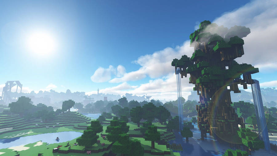 Minecraft Pc Large Tree Wallpaper