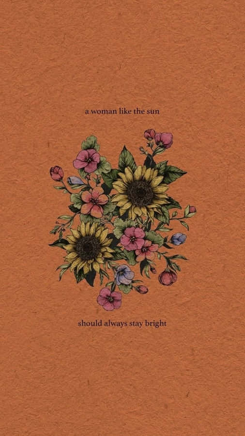 Minimalist Aesthetic Sunflower Quotes Painting Wallpaper