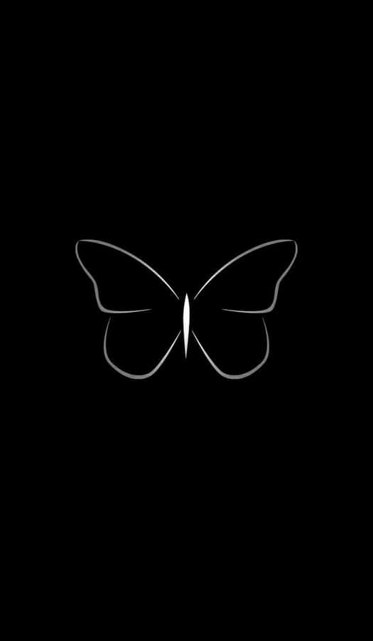Minimalist Black Butterflyon Dark Background Wallpaper