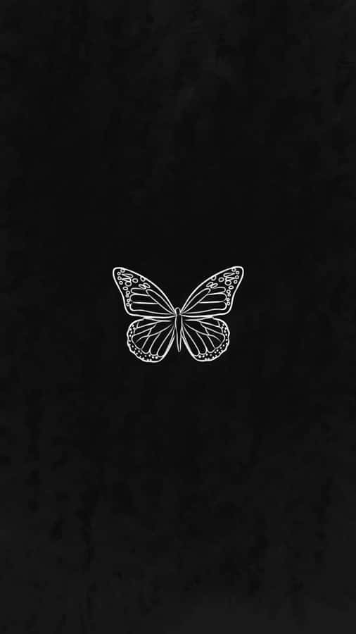 Minimalist Black Butterflyon Dark Background.jpg Wallpaper