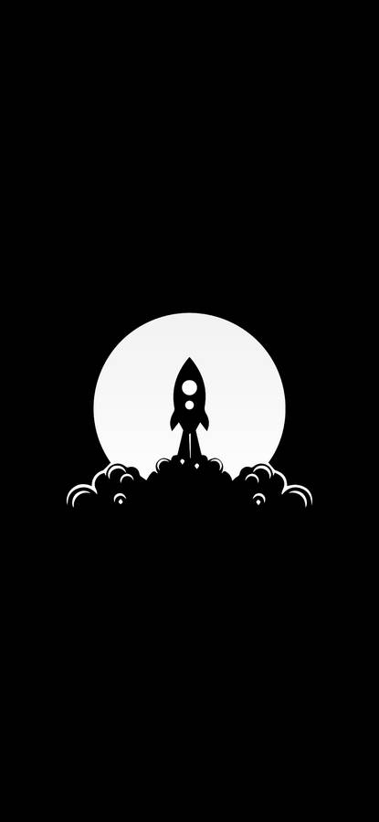 Minimalist Black Rocket Ship Wallpaper