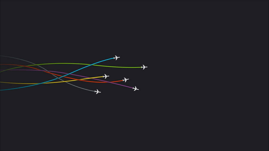 Minimalist Desktop Colorful Airplane Traces Wallpaper