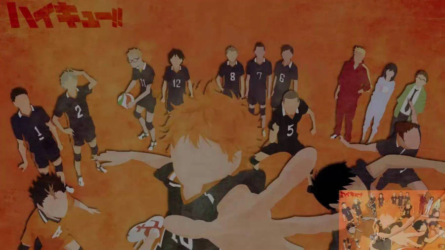 Minimalist Karasuno With Orange Backdrop Haikyuu Aesthetic Wallpaper