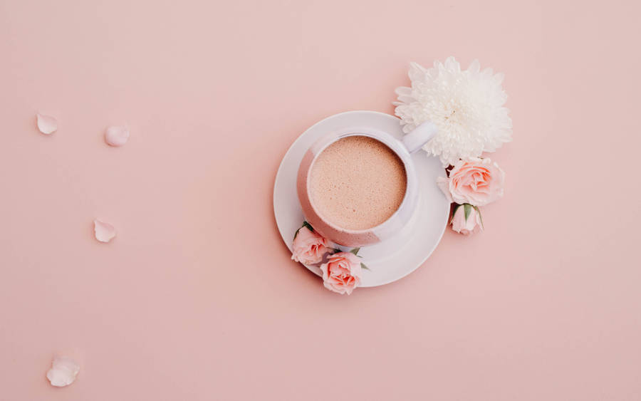 Minimalist Photo Of Coffee In Pastel Colors Wallpaper