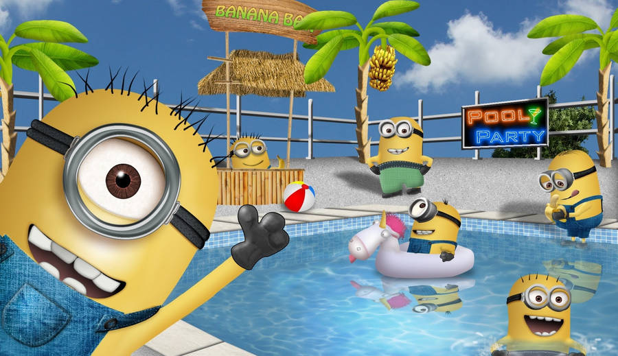 Minion Birthday Pool Party Wallpaper