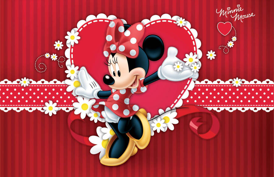Minnie Mouse Heart And Lace Wallpaper