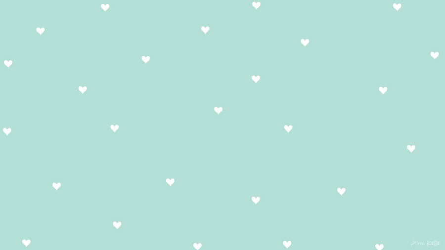 Mint Green Hearts Wallpaper