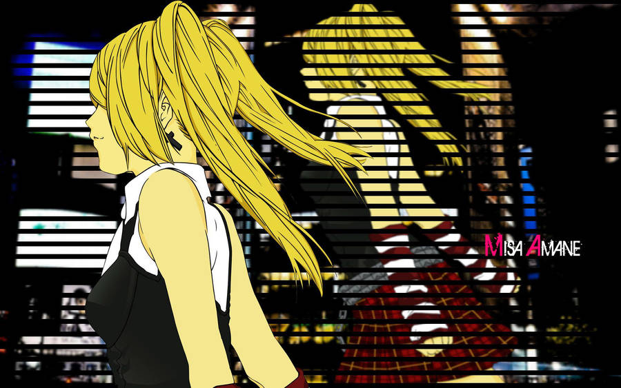 Misa Amane Cityscape Stripes Wallpaper