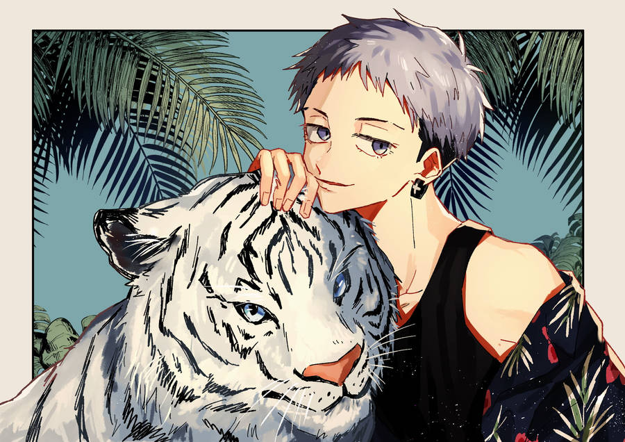 Mitsuya Takashi With White Tiger Wallpaper