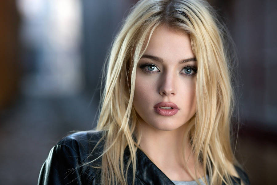 Model's Face With Blue Eyes Wallpaper