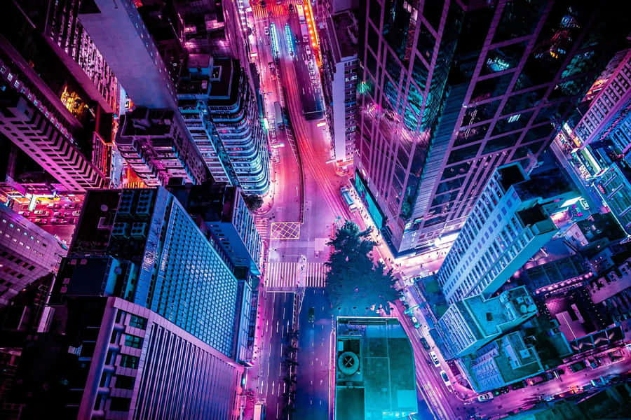 Modern City Neon Lights Tumblr Laptop Wallpaper