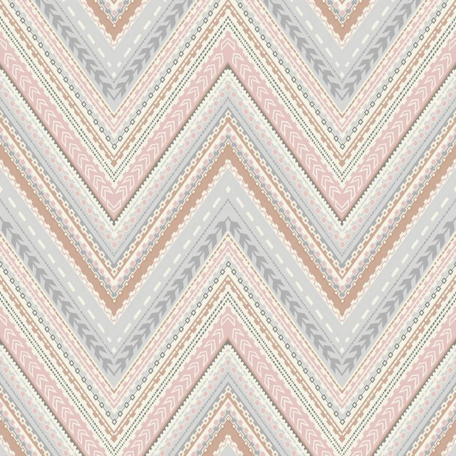 Modern Rose Gold And Light Blue Chevron Wall Art Wallpaper