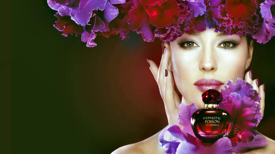 Monica_ Bellucci_ Floral_ Perfume_ Advertisement_4 K Wallpaper