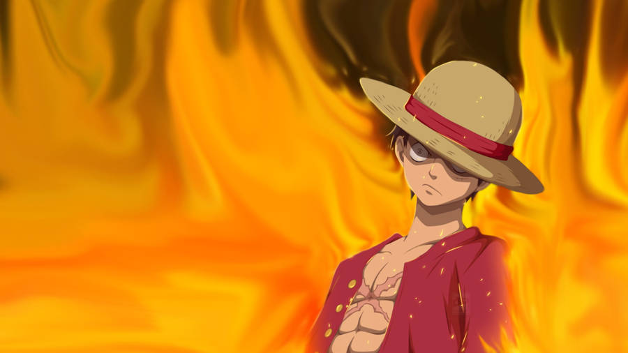Monkey D Luffy Fiery Art Wallpaper