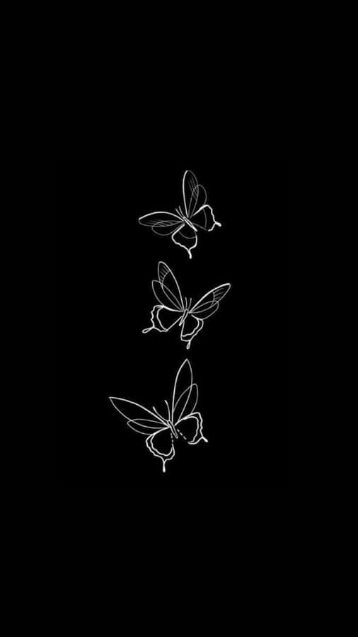 Monochrome Butterfly Trio Wallpaper