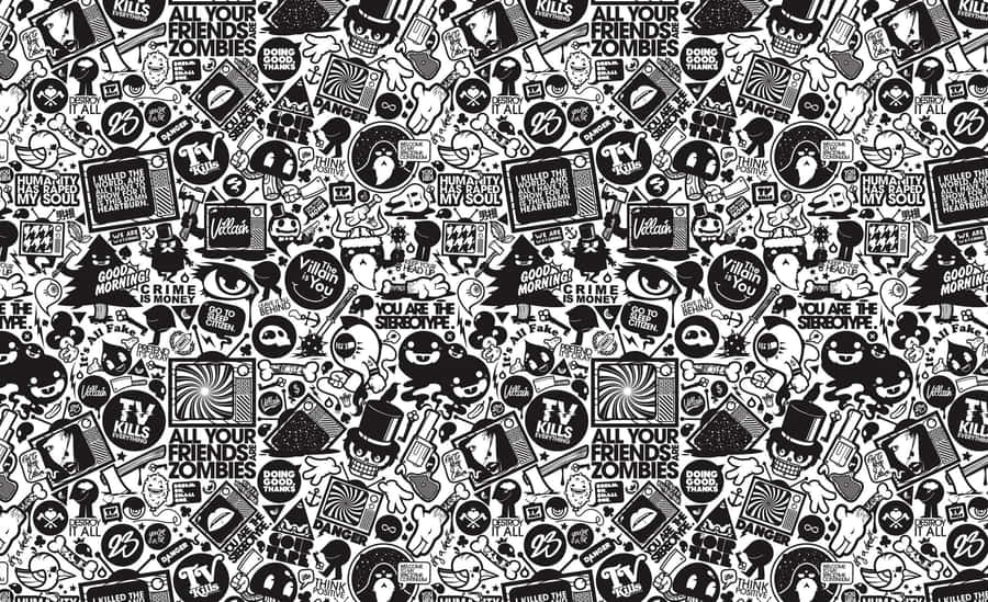 Monochrome Pop Art Collage Wallpaper